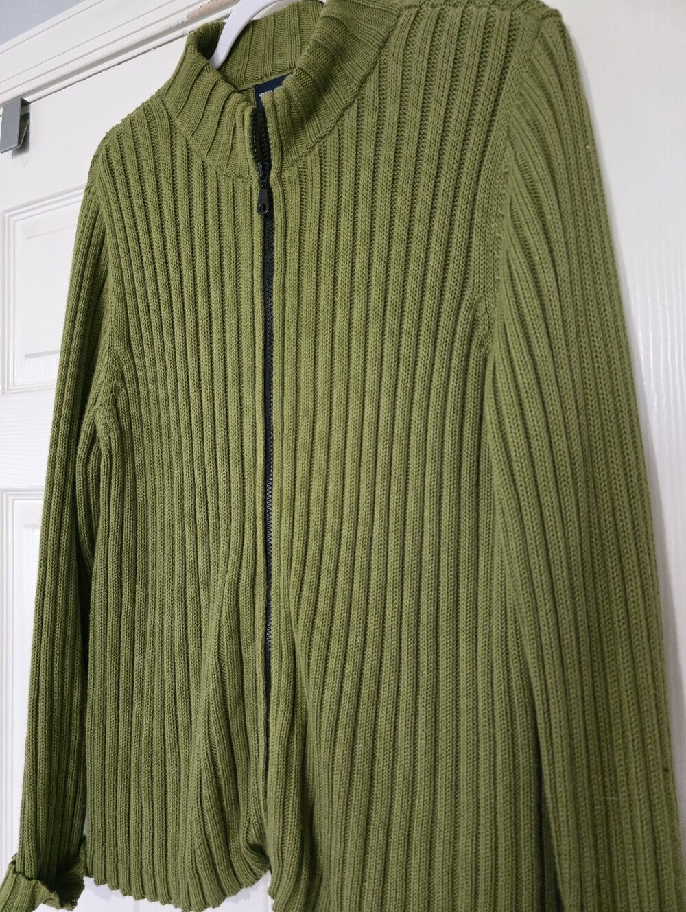 Venezia Vintage thick ribbed mock neck full zip Sweater cardigan Cotton Sz 14/16